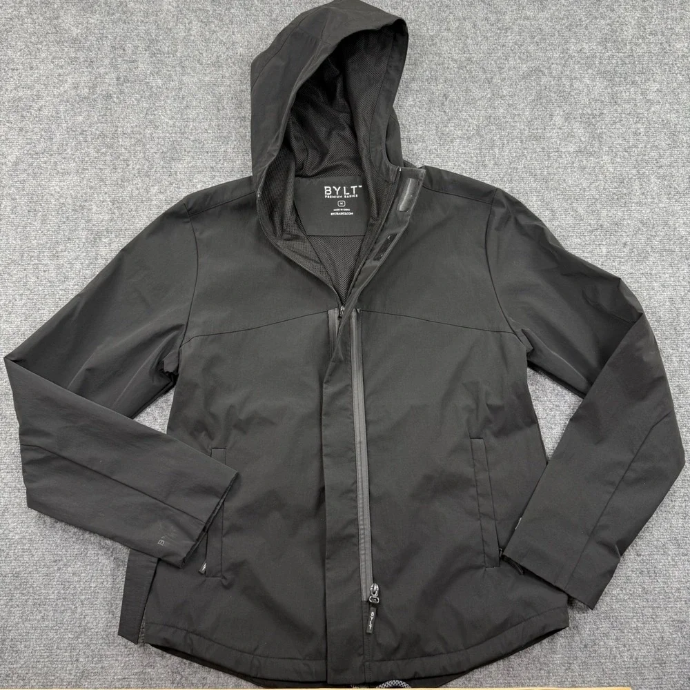 BYLT Premium Basics Size Medium Black Hooded Lightweight Jacket Flaw Men's‎